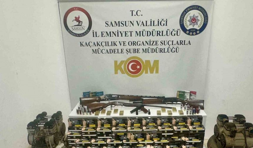 Samsun’da kaçak tütün mamülleri ve silah operasyonu: 1 gözaltı