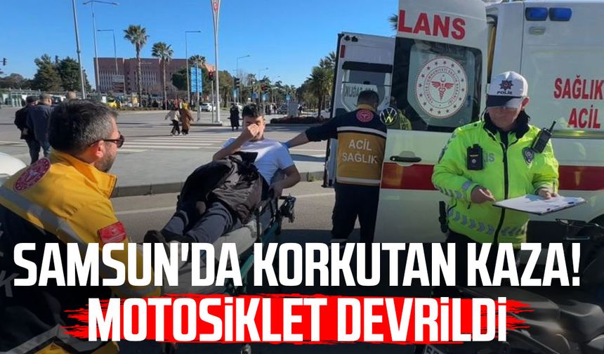 Samsun'da devrilen motosikletin sürücüsü yaralandı