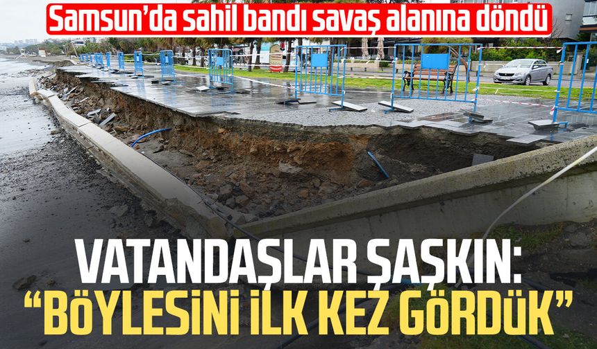 Karadeniz'de dev dalgalar sahili yıktı geçti