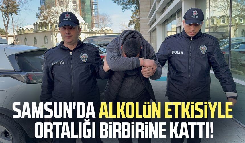 Samsun'da polislere saldırıp polis aracına zarar veren alkollü şahıs tutuklandı