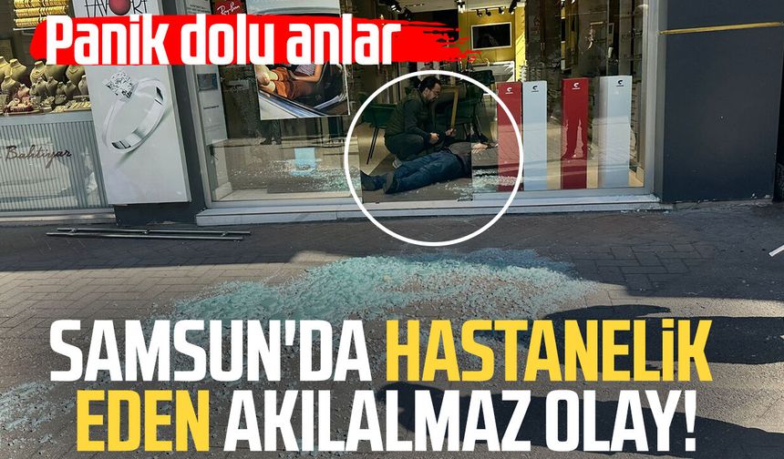 Samsun'da cam kapıyı fark etmedi! Bir anda yere yığıldı