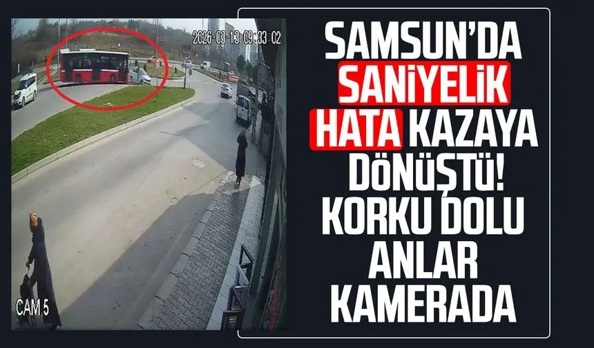 Halk otobüsü ile otomobilin çarpıştığı kaza kamerada: 9 yaralı
