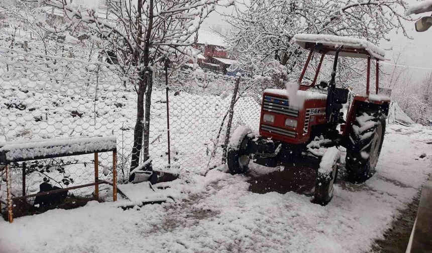 Kavak'ta kar yağışı