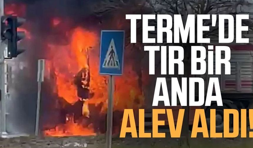 Samsun'da seyir halindeki tırın kupası alevlere teslim oldu