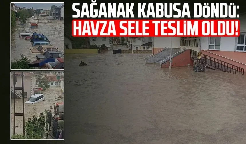 Havza'yı sel vurdu: İş yerlerini su bastı, araçlar sürüklendi