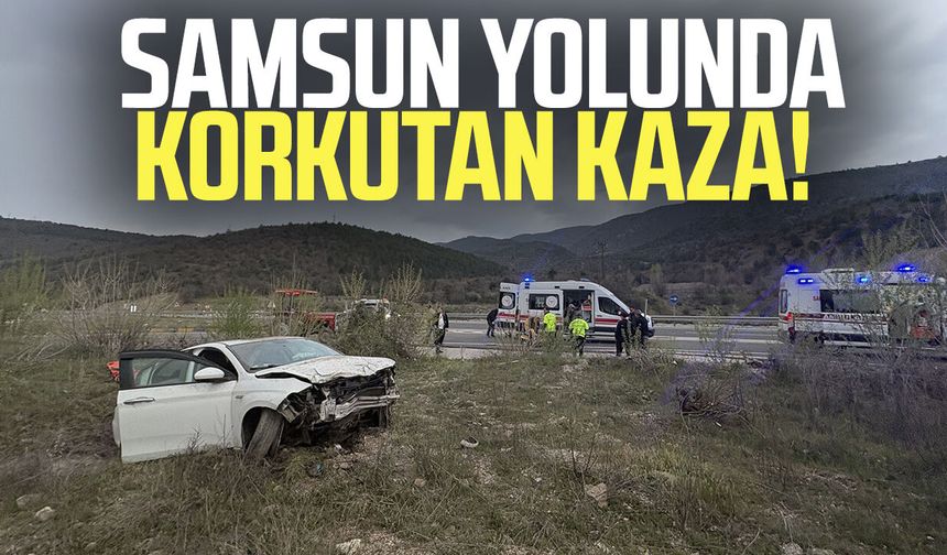 Samsun yolunda korkutan kaza! Araç kanala uçtu