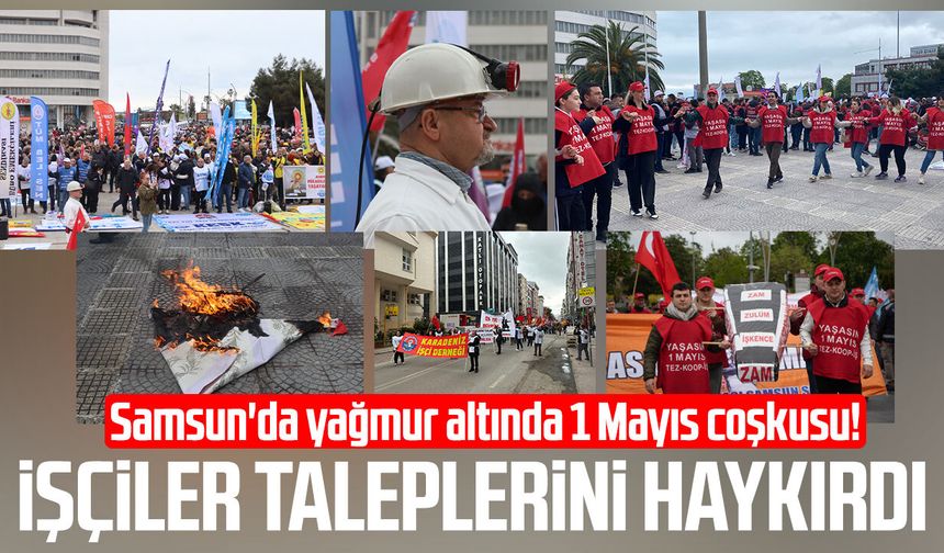 Samsun'da yağmur altında 1 Mayıs kutlaması