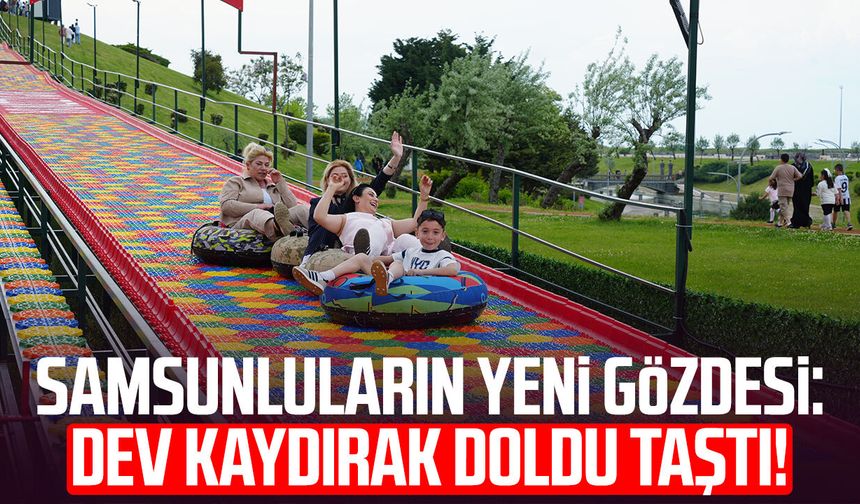 Kurban Bayramı'nda aileler 155 metrelik dev kaydırağa akın etti