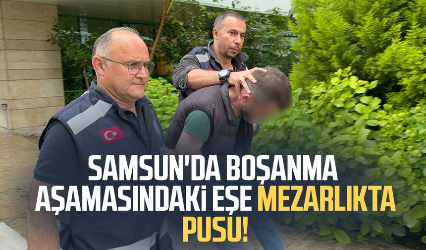 Samsun'da mezarlıkta eşini darbeden koca tutuklandı