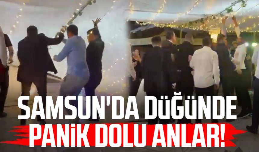 Düğünde oynayanların üzerine tente devrildi, eğlence kısa aranın ardından devam etti