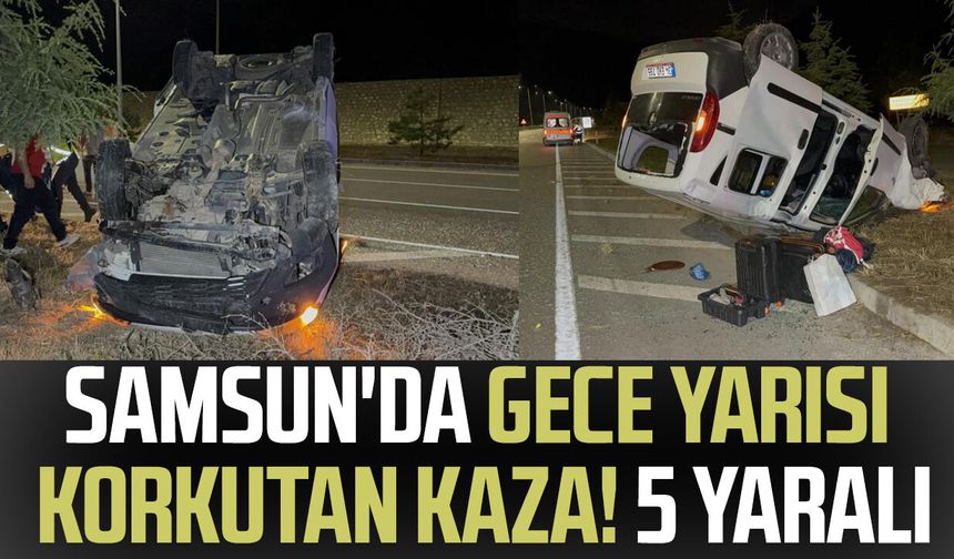 Samsun'da hafif ticari araç takla attı: 5 yaralı
