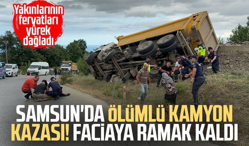 Devrilen taş yüklü kamyonun sürücüsü öldü, savrulan taşlar evin duvarını yıktı