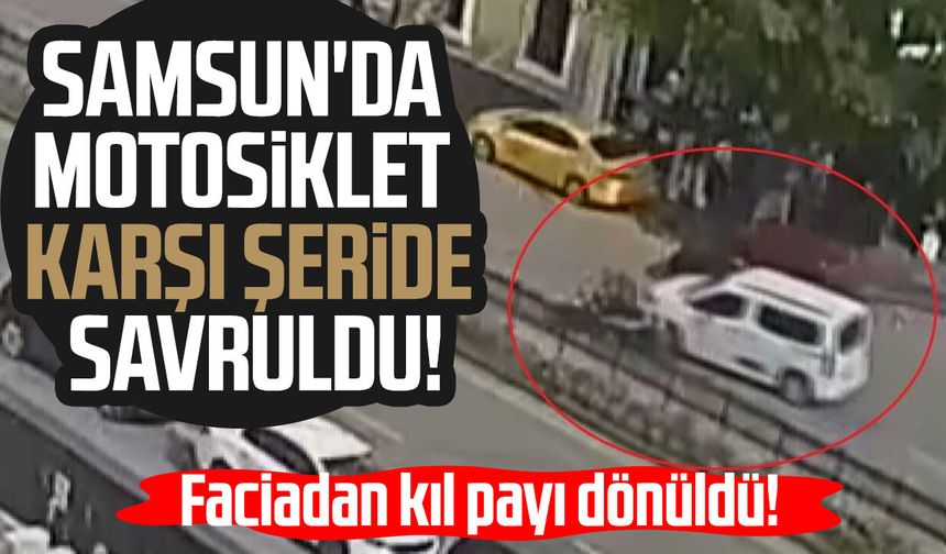 Önüne çıkan hafif ticari araçtan kaçarken refüjü aşıp karşı şeride savruldu