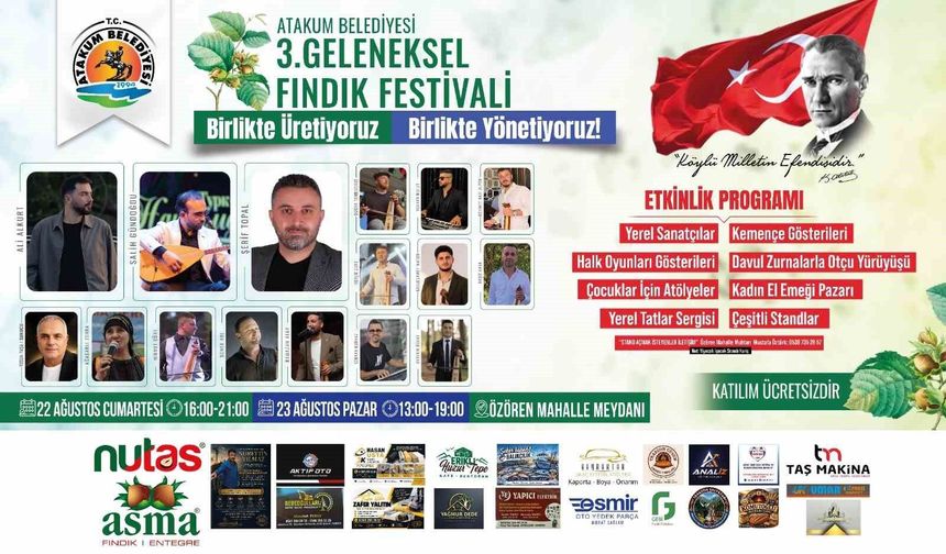 Atakum'da Geleneksel Fındık Festivali başlıyor