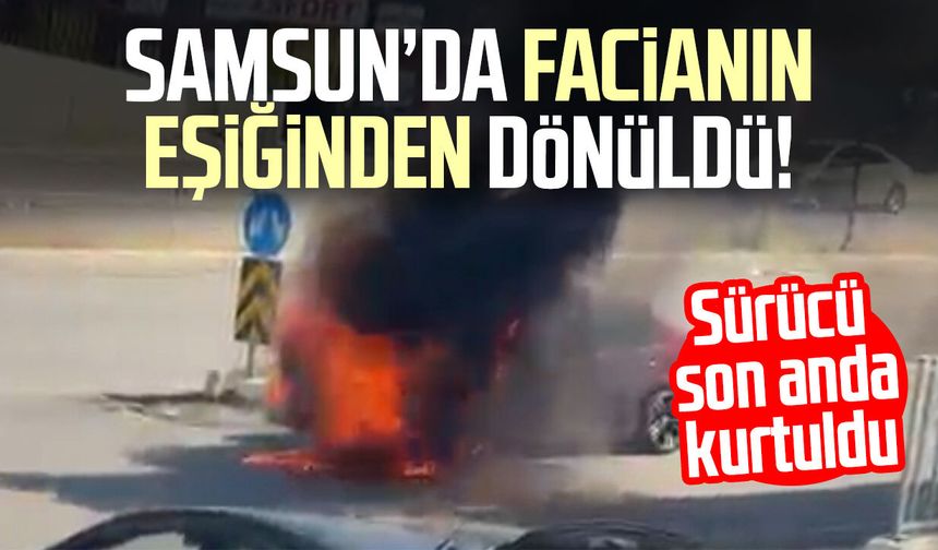 Seyir halindeki otomobilde yangın çıktı