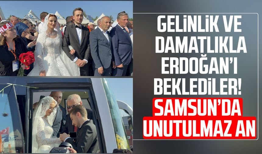 Gelin-damat düğün salonu yerine Tayyip Erdoğan'ı karşılamaya gittiler