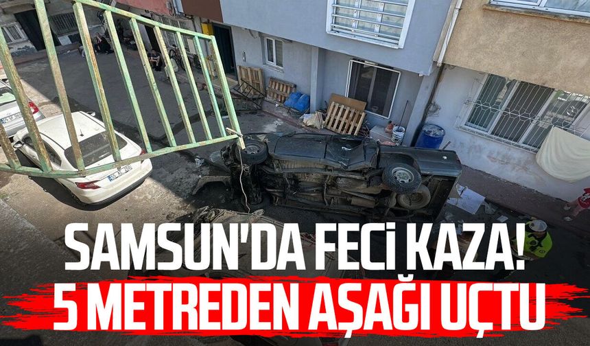 Pikap 5 metreden sokağa uçtu: 2 yaralı