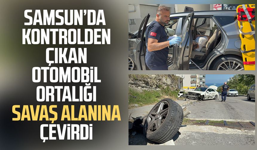 Samsun'da 2 otomobile çarpıp savrulan araç duvara çarptı: 3 yaralı