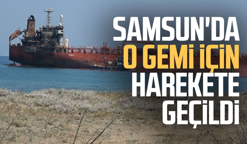 Alaçam'da karaya oturan gemi için kurtarma çalışması başlatıldı