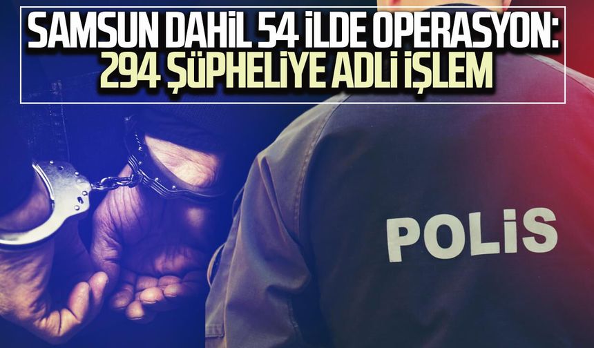 Samsun dahil 54 ilde operasyon: 294 şüpheliye adli işlem