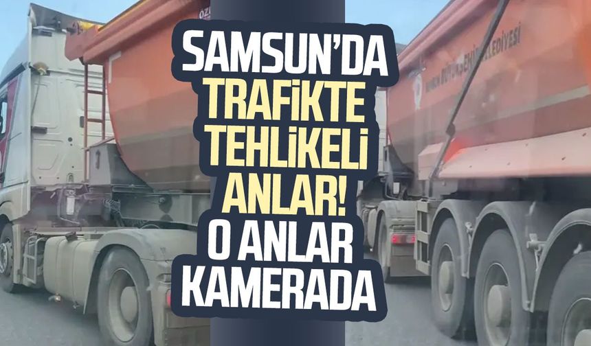 Samsun’da trafikte tehlikeli anlar! O anlar kamerada