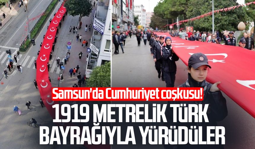 Samsun'da 1919 metrelik bayraklı 'Cumhuriyet Yürüyüşü'