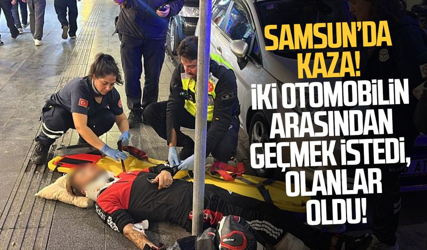 İki otomobilin arasından geçerken kaza yapan motosiklet sürücüsü yaralandı