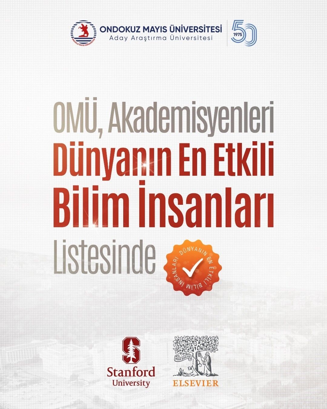 OMÜ'lü 18 akademisyen 'Dünyanın En Etkili Bilim İnsanları Listesi'nde